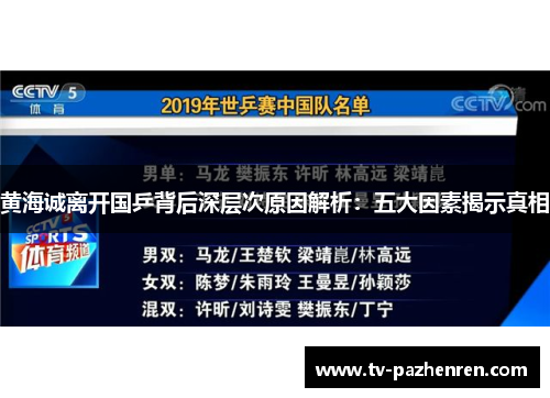 黄海诚离开国乒背后深层次原因解析:五大因素揭示真相 黄海诚离开国乒背后深层次原因解析:五大因素揭示真相